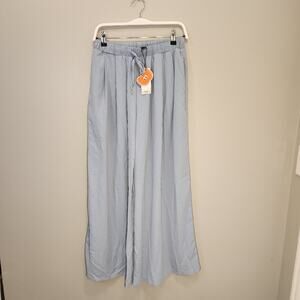 Cider Pants Solid Elastic Waist Wide Leg Trouser Pleated Texture - Size M